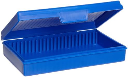 Heathrow Scientific HD15990A Prop Box for 25 Slides Polypropylene Economy 141 mm Length x 92 mm Width x 30 mm Height Blue