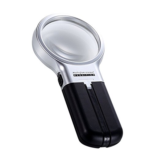 Preisvergleich Produktbild Skitic Tragbar Beleuchtete Zusammenklappbar Einschlaglupe Leselupen mit LED Licht, Verstellbar Hände Frei oder Handgehalten und 3 X Fach Vergrößerungslinse Geeignet für Senioren, Basteln, Hobby & Lesen von Kleingedrucktem