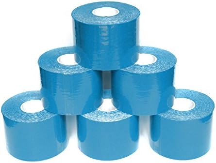 Premium Sports Kinesiology Tape for Muscle Support and Recovery 5m x 5cm Prime 6 PACK (Light Blue)