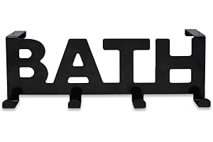 Roucerlin Crochet de porte avec 4 crochets, porte-serviettes pour salle bain, cintre décoratif en métal manteau, peignoir, organiseur à suspendre chambre coucher, cuisine, Noir