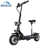 GUNAI 3200W Trottinette électrique Pliable avec 60V Batterie Au Lithium Vitesse Maximum 85km / h Double Entraînement 11 Pouces Scooter de Navettage avec Siège