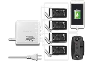 Yangers Cargador multipunto dji Mavic Air, Baterías múltiples Cargador simultáneo Balanza rápida Inteligente Paralelo para 4 baterías de Vuelo + 1 Mando a Distancia + 1 teléfono
