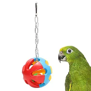 Bird Hanging Ball with Bell Colorful Chewing Treat Toy for Parrot Parakeet Cockatiel Conure Lovebird Dog Puppy Cat (1 PCS-Random)