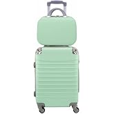 COSHANO Travel Trolley Cabin Suitcase with Matching Toiletry Bag Hand Luggage 4 Wheels 360&ordm; Suitcase 55 x 35 x 20 cm and Toil