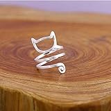 Estilo: tendencia JZHHXXA Diseño de la Personalidad Envoltura de Plata esterlina Alrededor de Anillos de Gato para Mujer joyería de la Muchacha