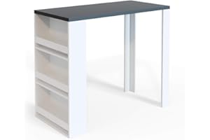 Vicco Tavolo da bar, Bianco/Antracite, 117 x 57 cm con 3 scomparti