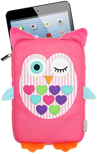 My Doodles Universal Hülle Sleeve Pouch Case für 7 Zoll (17,8cm) Tablet und E-Book Reader Kompatibel mit iPad Mini, Google Nexus 7, Samsung Galaxy Tab 3 7.0, Kindle Fire HD 7 Zoll und Tesco Hudl – Eule Pink - 3