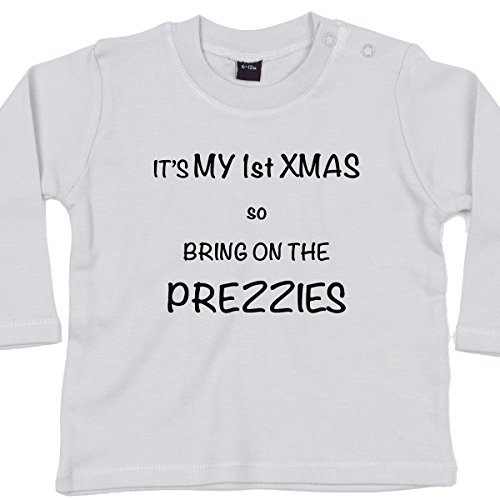 1st Xmas - Funny Baby T-shirts, 6 to 12 mths, White