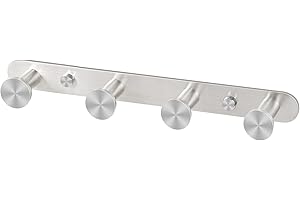 NOLYTH Coat Hooks Wall Mounted: Stainless Steel Coat Rack Heavy Duty 4 Door Hooks Screw in for Hanging Clothes Hats Robes Towels - Rustproof for Bathroom Bedroom Hallway