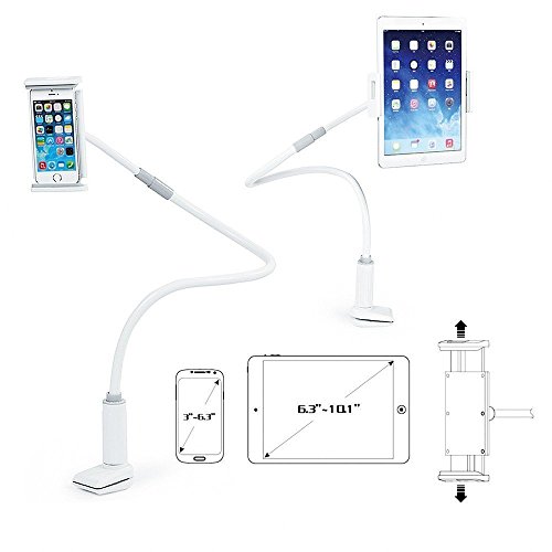 EasyAcc Desktop-Ständer Schwanenhals Halter Handy/Tablets halterung 360 Drehen (Weiß / Grau) - 5