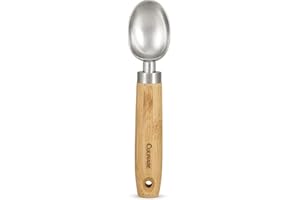 Culinare Naturals Cuchara Para Helado, Bambú Sostenible/Acero Inoxidable, 20cm x 4,5cm, Cuchara para Helado, Sorbete, Yogur Congelado y Dulces