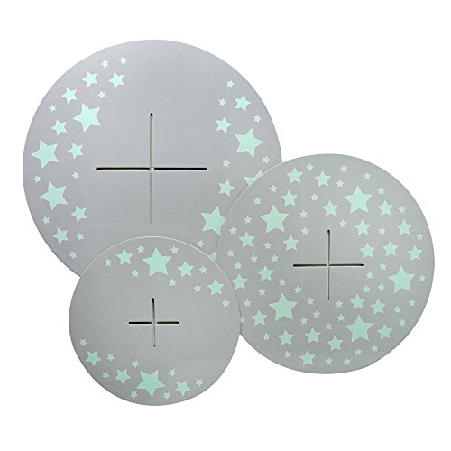 Muffinständer Frau Wundervoll aus festem Karton im Wendedesign – Seite 1 grau, türkise Sterne / Seite 2 grau-türkise Streifen – Etagere / Cupcakeständer - 2