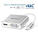Price comparison product image BENGIX USB 3.1 Type C to VGA HDMI 4K Converter Adaptor with Dual Screen Display for 2017/2016 MacBook/ChromeBook Pixel/Dell XPS/Samsung Galaxy S8/S8 Plus,Silver