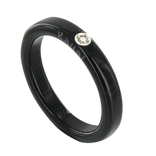 Les Poulettes Jewels - White Diamond Ring and Black Resin