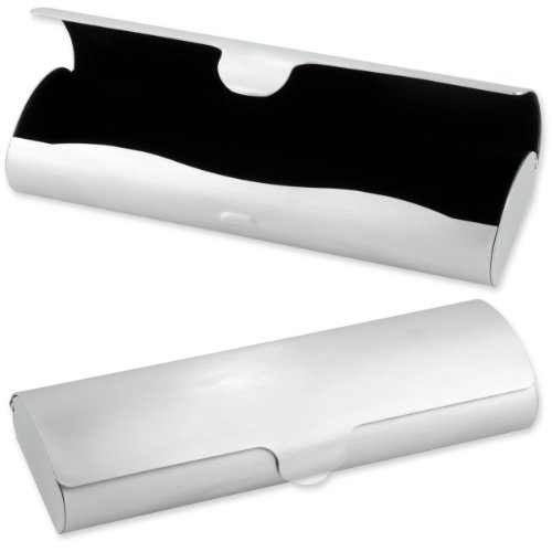 Preisvergleich Produktbild Exquisites Aluminium Brillenetui "LORD" matt gebürstet mit Scharnier (121-148)