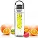Produktbild QHGstore 700ml Frucht Infusing Wasserflasche mit Flip Lid Zitronensaft Flasche Schwarz