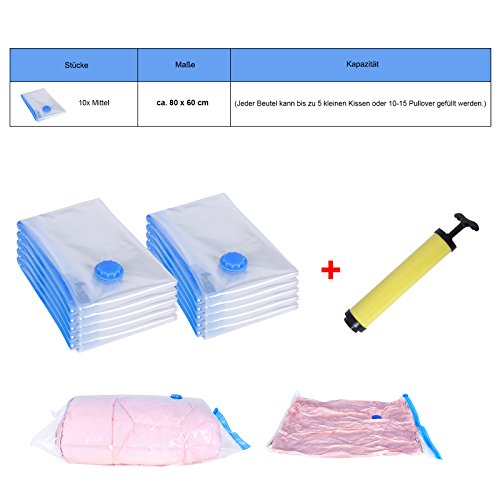 Songmics 10-tlg Set 60 x 80 cm Vakuumbeutel Vakumm Aufbewahrungsbeutel Haushaltshelfer Luftpumpe gratis RVM101 - 2