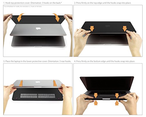 MyGadget H  lle Crystal Clear Case - f  r Apple MacBook Air 13   ab Mitte 2011  A1466 A1369 - Schutzh  lle Plastik Cover Hartschalen Tasche in Schwarz