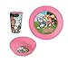 Produktbild 3 Teile Geschirr Lunch Set Geschirrset : Teller + Müslischale + Trinkbecher Kunststoff - Wählbar: Paw Patrol Minnie Mouse Princes Frozen - Geschenk für Kinder Baby (Pink - Paw Patrol)