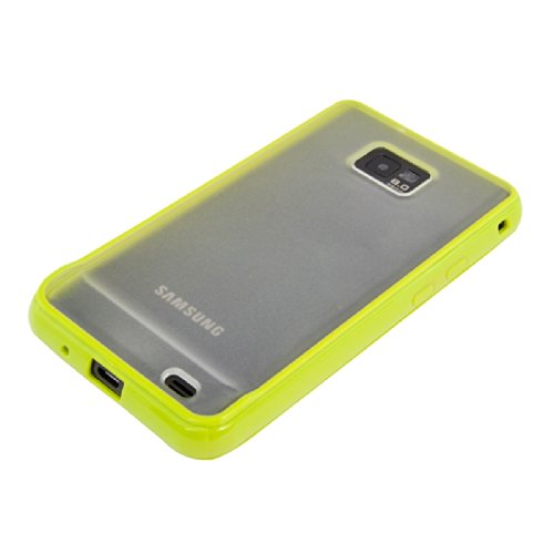 kwmobile Cover per Samsung Galaxy S2 S2 PLUS - Custodia trasparente per cellulare - Back cover cristallo in plastica rigida Design cornice verde trasparente