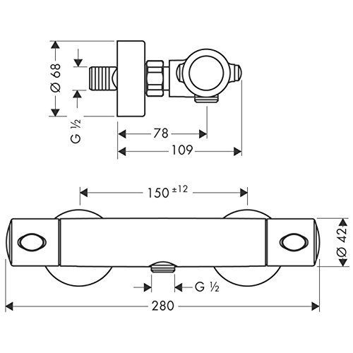 hansgrohe Ecostat Aufputz Brausethermostat, 1 Verbraucher, chrom - 3