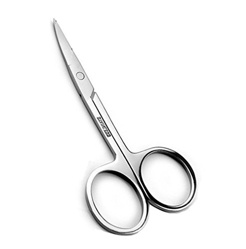 Stainless Steel Makeup Curved Tip Eyebrow Hair Brow Scissors Trimmer Cosmetic Tool (Long Curved Head)