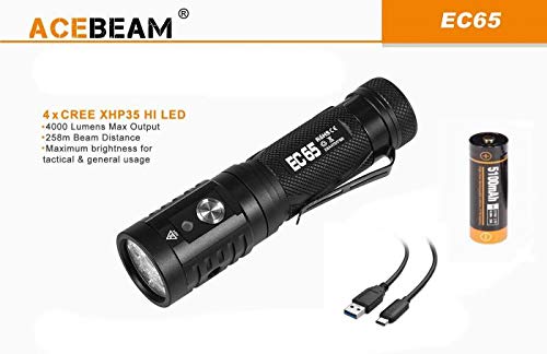 Preisvergleich Produktbild Acebeam EC65 Quad Led Rechargeable USB AKKU 2500 lumens Neutral White