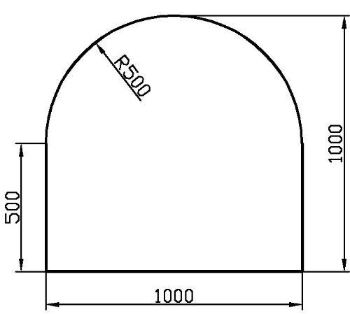 Kaminbodenplatte, Bodenplatte, Funkenschutz, Glasplatte für Kaminofen Rundbogen 1000 x 1000 mm ESG 6 mm, Klarglas, polierte Kanten
