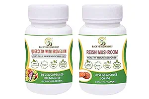 BB Back To Beginnings Complete Wellness Quercetin With Bromelain And Reishi Mushroom | 500 Mg Blend | Combo Pack-(120 Veg Capsules)