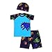 Produktbild CHICTRY Kinder Jungen 3-teilige Badeanzug Badeshirt+Badehose+Bademütze Set Uv-Schutz Schwimmanzug mit Cartoon Gedruckt Blau 92-98