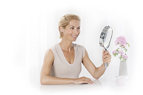Medisana CM 845 Kosmetikspiegel, 3 in1 (Standspiegel, Wandspiegel, Handspiegel), normal und 5-fache Vergrößerung, 17 LEDs, verchromt - 4
