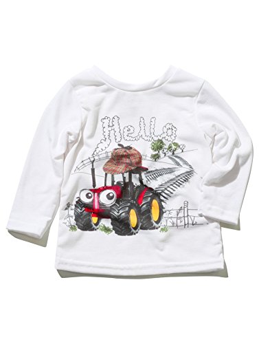 M&Co Baby Boys Long Sleeve Soft Cotton Hello Tractor Print Casual T-Shirt White 18/24 Mnth