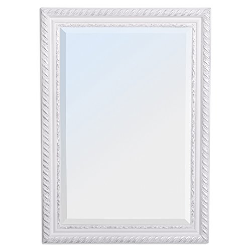 WANDSPIEGEL BAROCK Weiß-Silber ANTIK DESIGN SPIEGEL Stripe 70x50cm HOLZRAHMEN - 8