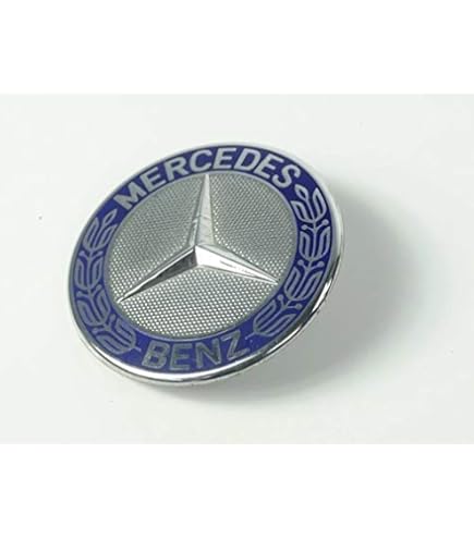 Mercedes Benz Original Vehicle Cap Star Emblem Badge (204 817 06 16, Chrome and Blue Laurel Wreath Mercedes Benz Original Vehicle Cap Star Emblem Badge (204 817 06 16, Chrome and Blue Laurel Wreath