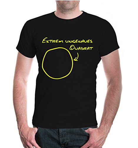 buXsbaum Herren Unisex Kurzarm T-Shirt Bedruckt Extrem ungenaues Quadrat | Kreis Funshirt Geometrie | XXXL Black-Neonyellow Schwarz buXsbaum Herren Unisex Kurzarm T-Shirt Bedruckt Extrem ungenaues Quadrat | Kreis Funshirt Geometrie | XXXL Black-Neonyellow Schwarz