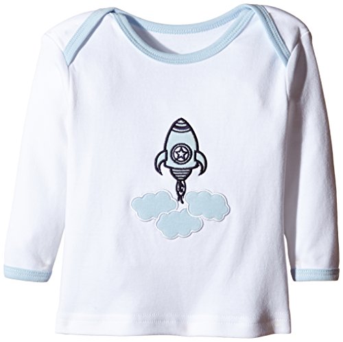 Rockin' Baby Baby-Boys Rocket Applique T-Shirt, White, 9-12 Months