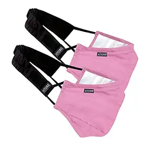 Xtore N-95 FDA CE Certified Antipollution cotton mask | Reusable | Washable | Without Valve (Pack of 2 mask, 2 Filters, 2 x Head Band, Baby Pink)