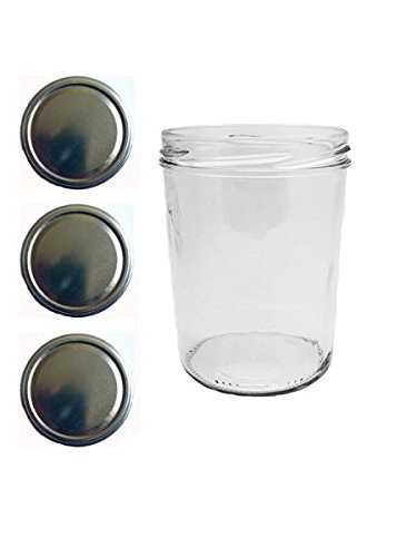 24 Sturzgläser 435 ml Einmachgläser Marmeladengläser Sturzglas Deckelfarbe Dekor Gold