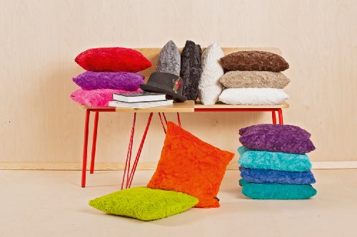 Fluffy Kissenhülle 70 x 70 cm Felloptik kuschelweicher Plüsch (005 mittelgrau) 1 Stück - 5