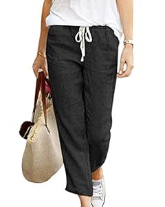 Femme Pantalons en Lin Confortable Ample...