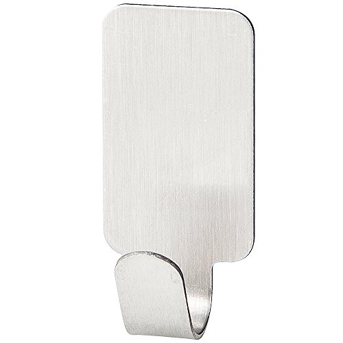 Fackelmann 61430 Klebehaken aus Edelstahl, Rechteckig, 3 Stück, silber, 3,7 x 1,8 x 2 cm - 2