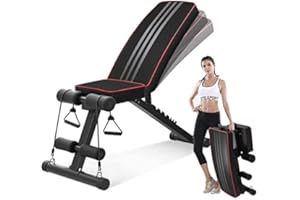 OUNUO Banco de Pesas Ajustable Banco de Entrenamiento Plegable para Ejercicios de Gimnasio en casa, Banco de Ejercicios de inclinación/declive Multiusos