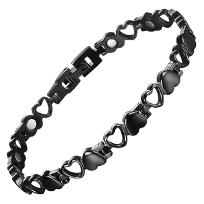 BioMag Magnetic Bracelets for Women Titanium Steel with Strong Magnets Heart-Shaped Bracelet (Black)