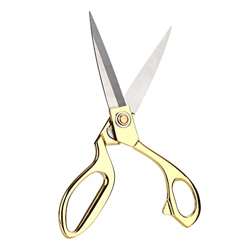 LAOYE Stoffschere Schneiderschere Edelstahl Textilschere Scheren Haushalt Büro Basteln 24cm golden Griff - 7