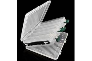 MILEPETUS KöderBox Fischköder Box Tackle Box Hardbait Köder Box,Angelköder Box,Doppelseitig Jig, Minnows, Haken, Zubehör, Aufbewahrungs Box (Clear(10 Gitter))