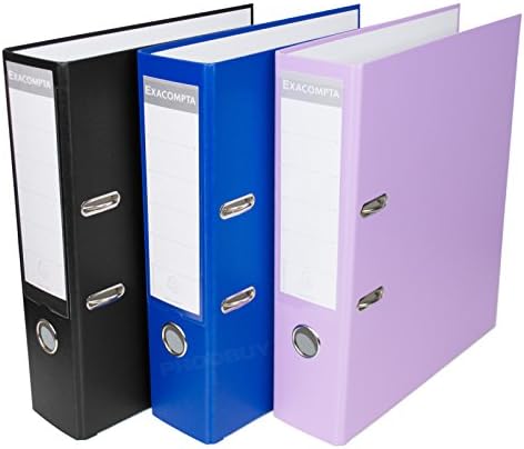 [Pack of 3] A4 Office Lever Arch Files 80mm Storage Paper Large Polypropylene Folders (Black / Blue / Lilac Purple)