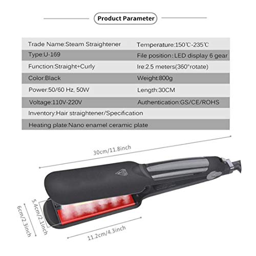 Steam Hair Plate  Steam Plate for Professional Hair Plate Infrared Steam Plates in Tourmaline Professional Plate Hair Straightener  Anion Hair Care Curadeicapelli