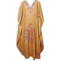 Womens Maxi Caftan Dress Orange Embellished Resort Wear Kaftan One Size