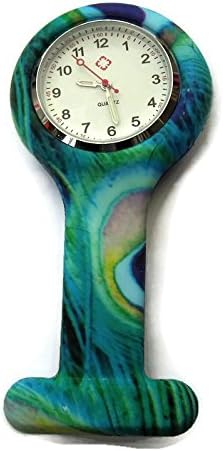 QBD Clip Series-Nurses Glowing Hands Red Cross Patterned Silicon Rubber Fob Watch - Blue Grass 08