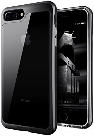 iPhone 7 plus case, iPhone 8 plus case, Birstin Transparent Case for iPhone 7plus and iPhone 8plus with Clear Slim Hard Plastic Back Plate and Black Shockproof PC Frame - Black